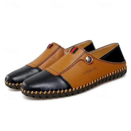 Men's Casual Leather Loafers – Slip-On Two-Tone Driving Shoes with Non-Slip Sole for Daily Wear 2025 - Image 5