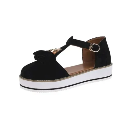 Trendy Women's Black Platform Mary Jane Shoes with Bow Accent - Perfect for Casual and Streetwear Looks 2025 - Image 3
