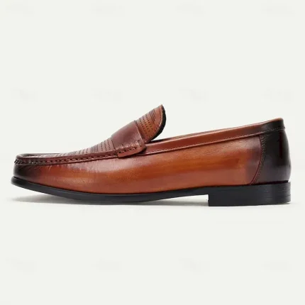 Men's Premium Cowhide Leather Loafers – Perforated Design Slip-On Dress Shoes for Business and Formal Occasions 2025 - Image 5
