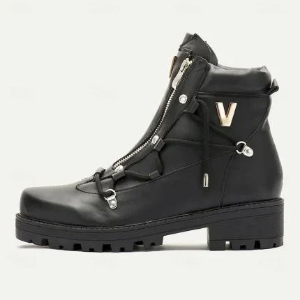 Men's Black Motorcycle Boots with Zipper and Metal Detailing for Urban and Casual Style 2025 - Image 3