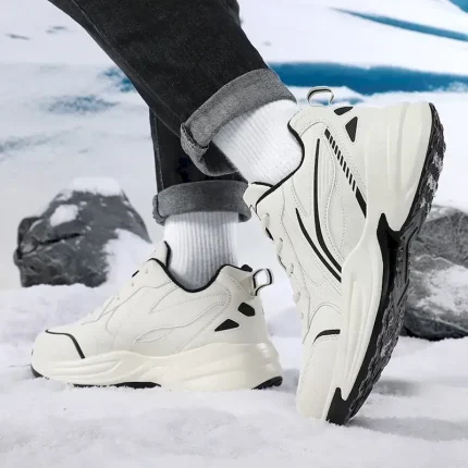 Men's Black Running Sneakers with Fur Lining, Winter Warm Athletic Shoes for Outdoor Sports and Casual Wear 2025 - Image 4