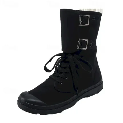 Men's Green Canvas Combat Boots with Buckle and Lace-Up Closure – Durable Outdoor Hiking and Military Style Boots 2025 - Image 4