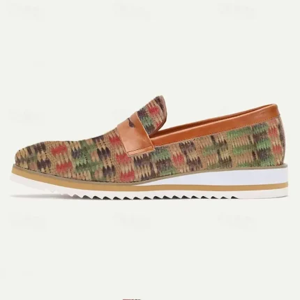 Men's Woven Multicolor Loafers - Stylish Slip-On Casual Shoes with Leather Accents 2025 - Image 5