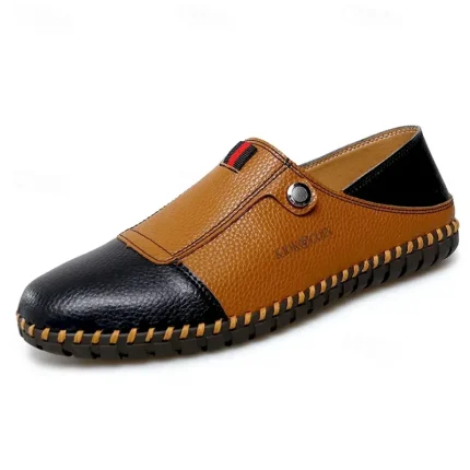Men's Casual Leather Loafers – Slip-On Two-Tone Driving Shoes with Non-Slip Sole for Daily Wear 2025 - Image 3