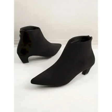 Women's Black Pointed-Toe Ankle Boots with Kitten Heel - Elegant and Versatile Footwear for All Seasons 2025 - Image 3