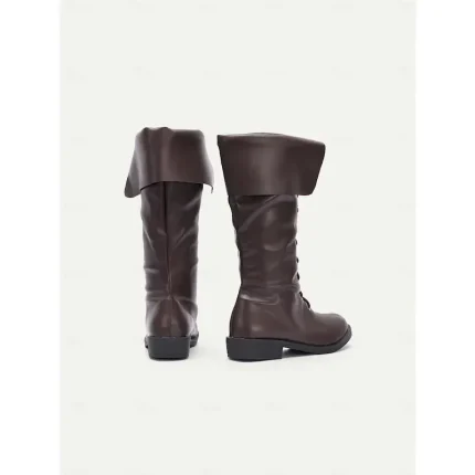 Women's Brown Faux Leather Cuff & Lace-Up Medieval Boots - Historical Viking Pirate Costume Footwear for Cosplay & Renaissance Fairs 2025 - Image 5
