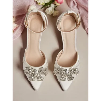 Women's Satin Bridal Heels with Crystal Embellishments - Elegant Ankle Strap Pumps, Perfect for Weddings and Special Occasions 2025 - Image 5