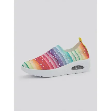 Women's Colorful Rhinestone Slip-On Sneakers – Lightweight Air Cushion Sole Shoes for Casual and Sporty Style 2025 - Image 5