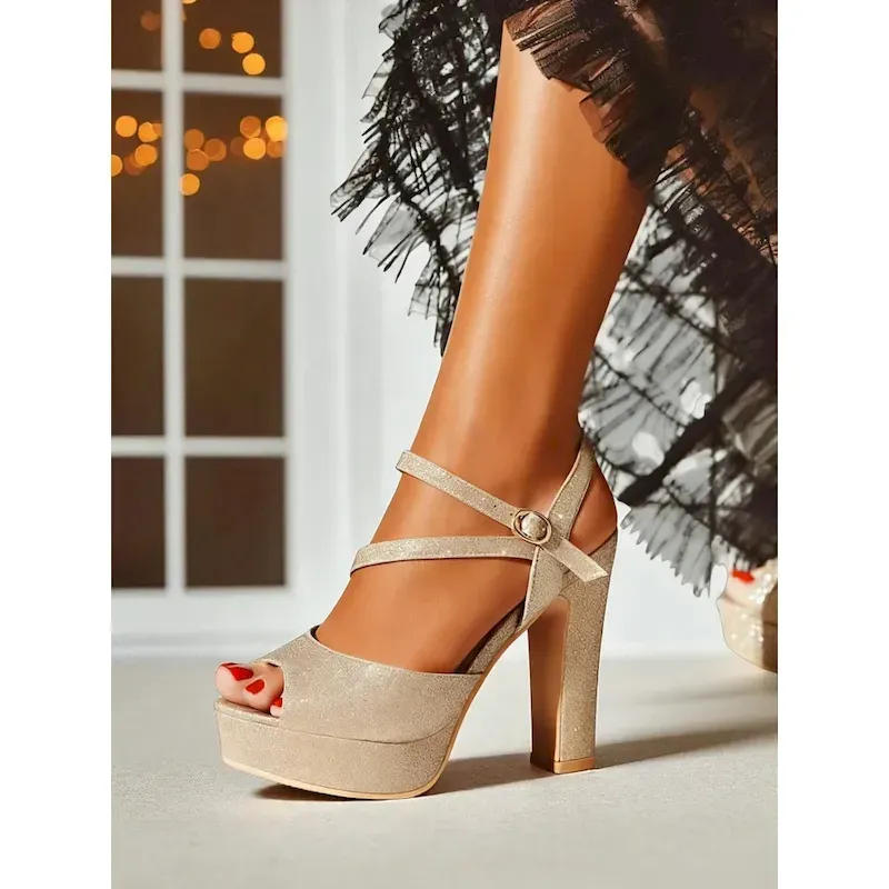 svfnhl1758707133329.webp Women's Glitter Platform High Heel Sandals with Ankle Strap - Elegant Party Shoes for Nightlife, Christmas Celebrations & Holiday Events 2025 - Image 1