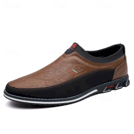 Men's Casual Slip-On Loafers - Brown and Black Breathable Leather Shoes for Everyday Wear 2025 - Image 3
