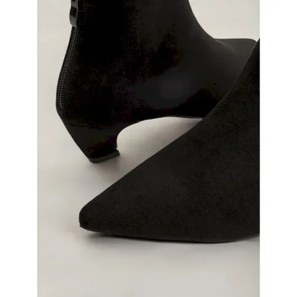 Women's Black Pointed-Toe Ankle Boots with Kitten Heel - Elegant and Versatile Footwear for All Seasons 2025 - Image 6