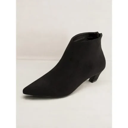 Women's Black Pointed-Toe Ankle Boots with Kitten Heel - Elegant and Versatile Footwear for All Seasons 2025 - Image 4