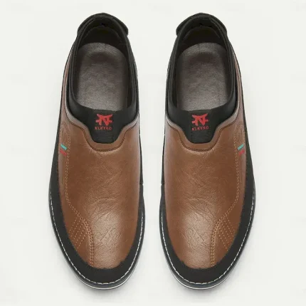 Men's Casual Slip-On Loafers - Brown and Black Breathable Leather Shoes for Everyday Wear 2025 - Image 5
