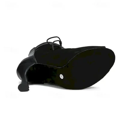 Women's Dance Boots Professional Ballroom Dance Fashion Boots Fur Lined Lace Up Party / Evening Stylish Lace-up Splicing Vintage Cuban Heel Peep Toe Z - Image 4