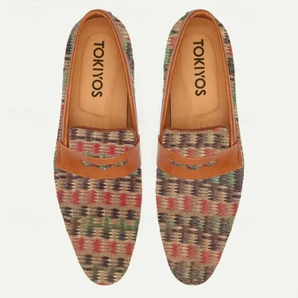 Men's Woven Multicolor Loafers - Stylish Slip-On Casual Shoes with Leather Accents 2025 - Image 4