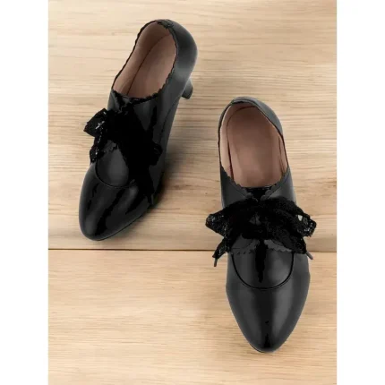 Women's Vintage Gatsby Black Lace-Up Scalloped Low Heels-Retro Oxford Style for Work, Office, or Everyday Wear 2025 - Image 6